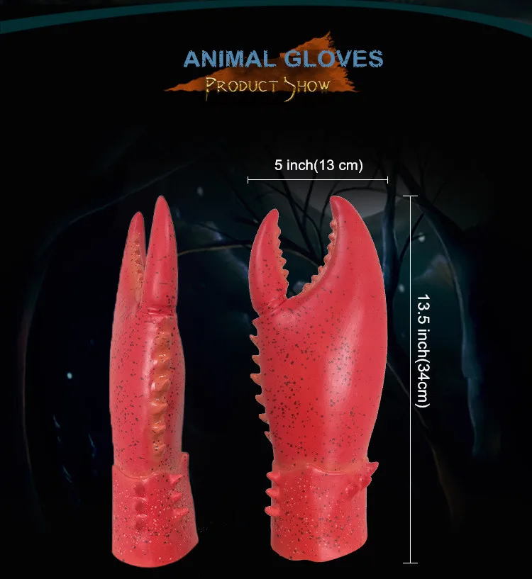 Hot Sale Latex Lobster Claw Hands Gloves Costume Accessory Halloween