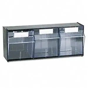 deflect-o : Tilt Bin Plastic Storage System, Three Bins, 23 5/8 x 7 3/4 x 9 1/2, Black -:- Sold as 2 Packs of - 1 - / - Total of 2 Each