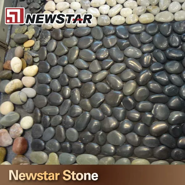 Black Polished River Rock Pebble Mosaic Stone Black Polished River Rock Pebble Mosaic Stone