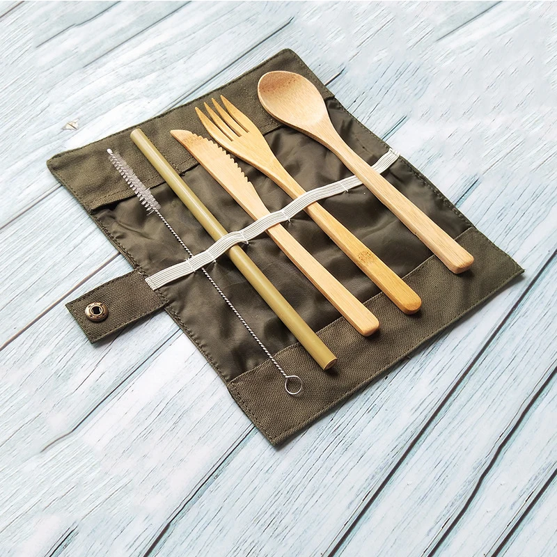 Bamboo Cutlery Flatware Set Bamboo Travel Utensils Include Reusable