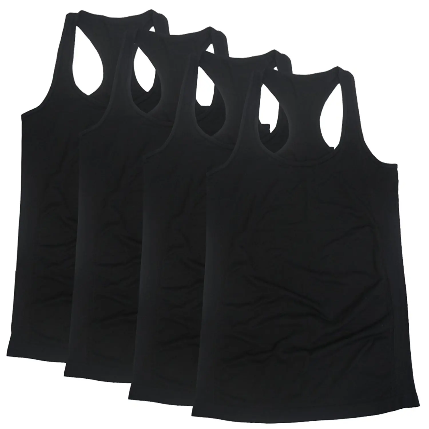 BollyQueena Women's Workout Tanks Round Neck Racerback Tank Tops 1,2,3,4 Packs