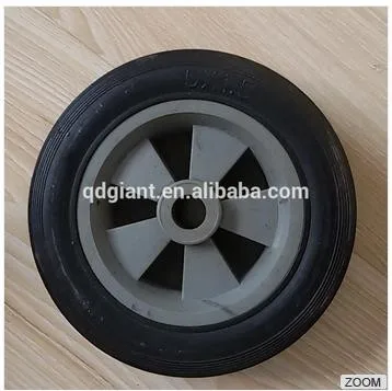 5 inch black solid rubber wheel with plastic rim