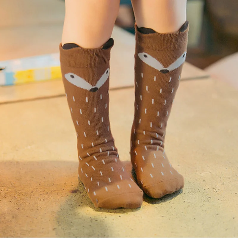 2016 Hot New Soft Cotton long Socks for Children Girls Fox Pattern Hosiery For Age 1
