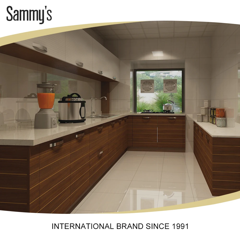 Ahorrar espacio chapa puerta de madera gabinetes de cocina de diseño