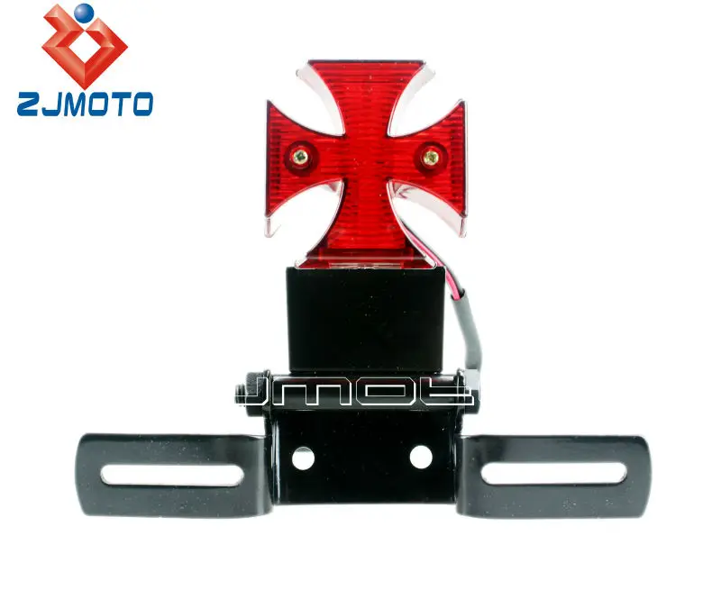 Led Maltese Cross Tail Light Iron Cross Side Mount Licence Plate Tail