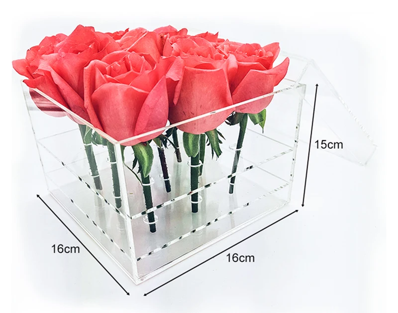 Wholesale Acrylic Flower Display Box,Waterproof Acrylic Flower Box With Jewelry Drawer Buy