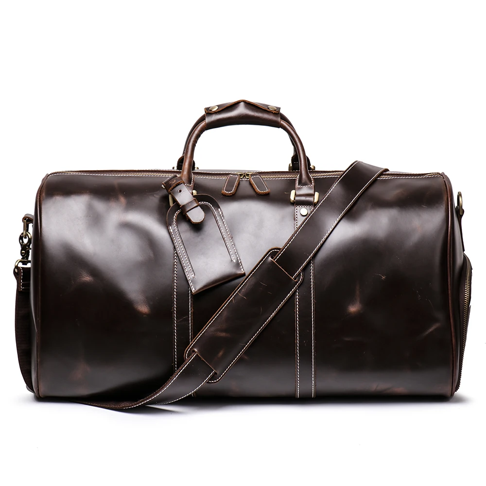 Genuine Vintage Leather Travel Duffle Weekender Bag 100 Leather For