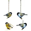 Decorative Hand Carved Wooden Birds Model Decoration Black Tit Wooden Bird