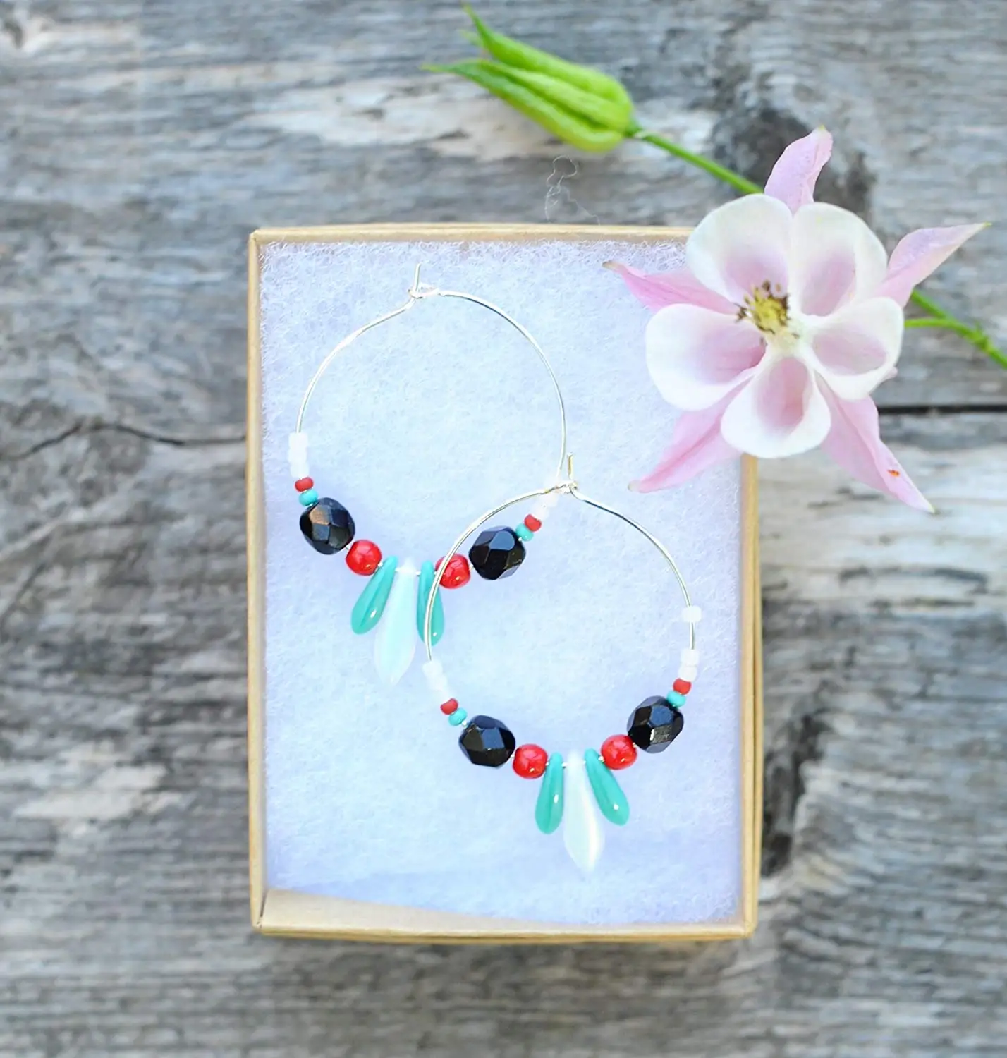Beaded hoop earrings | Chandelier earrings | Boho earrings | Ethnic earrings | Boho jewelry | Beaded Jewelry | Glass beads
