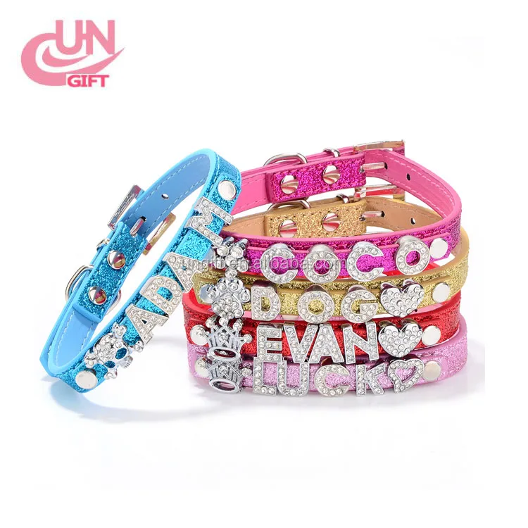 rhinestone leather dog collars