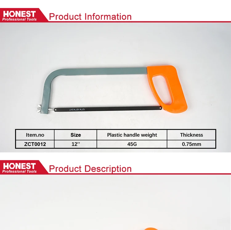 Adjustable wood cutting Hacksaw Frame with plastic Handle garden saw