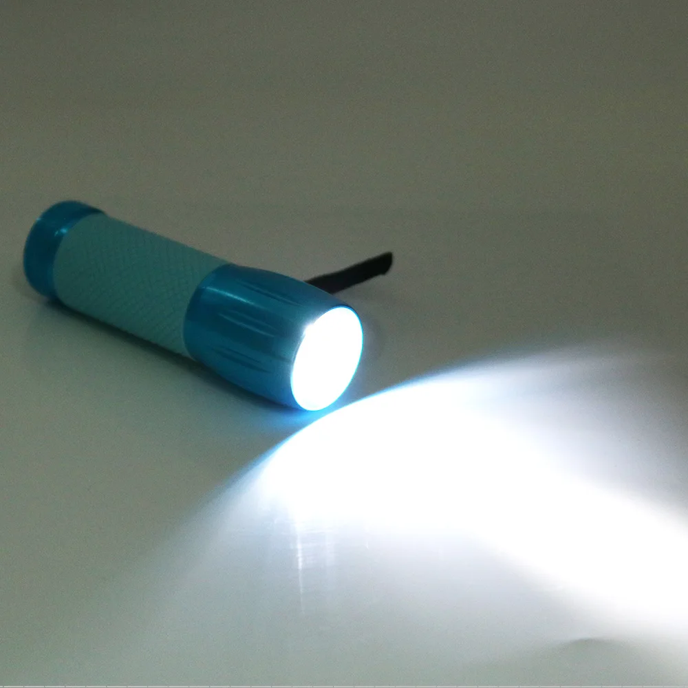 Wholesale Aluminum Cheap Portable Mini 9 LED Torch Light Flashlight with 3 AAA battery manufacture