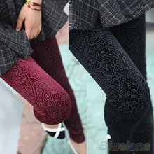 2013 New Fashion Womens Sexy Gold Velvet Floral Hollow Pantynose Tights Pants Trousers 3 Colors 0K3M