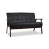 Mide-century loveseat PU sofa wooden frame / synthetic leather sofa / Solid wood sofa