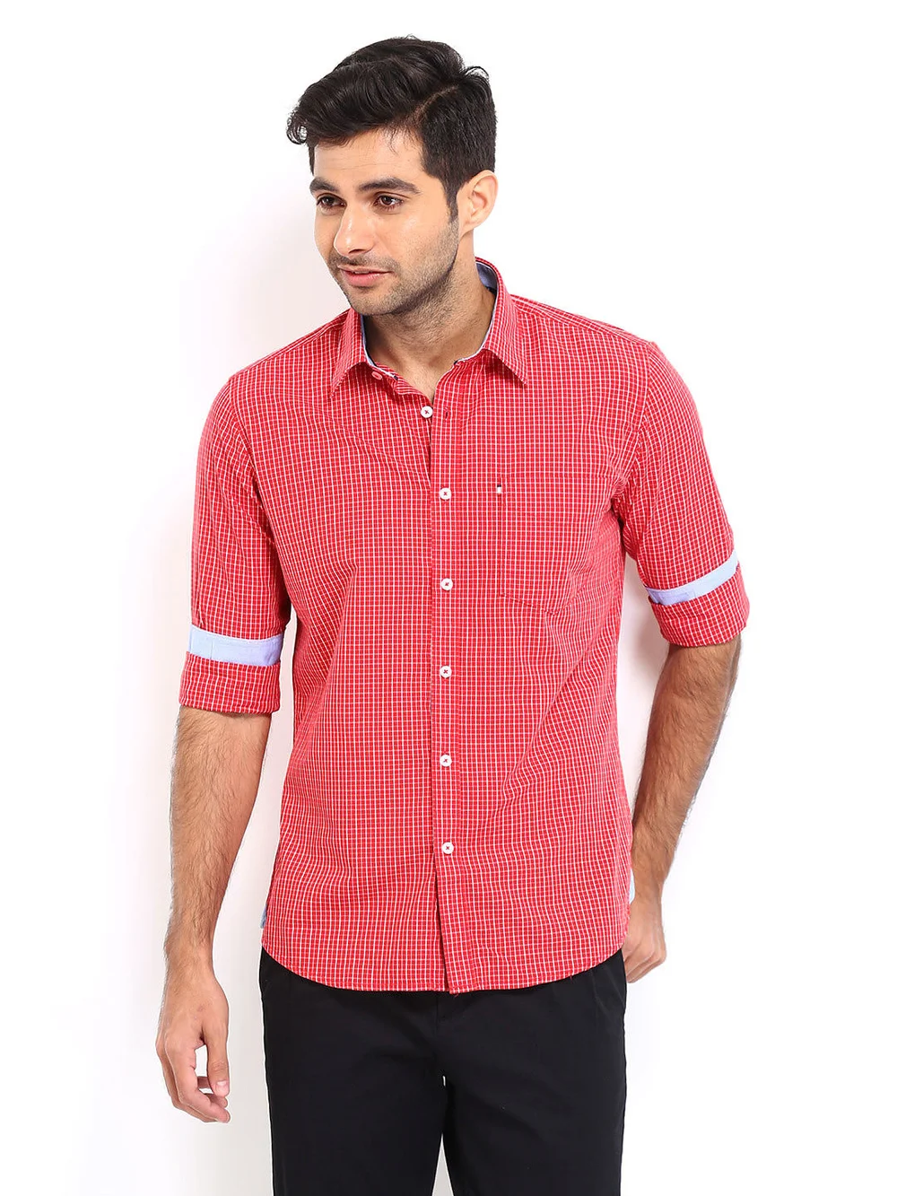 Sport Red & White Checked Slim Fit Casual Gents Fashion Shirts - Buy ...