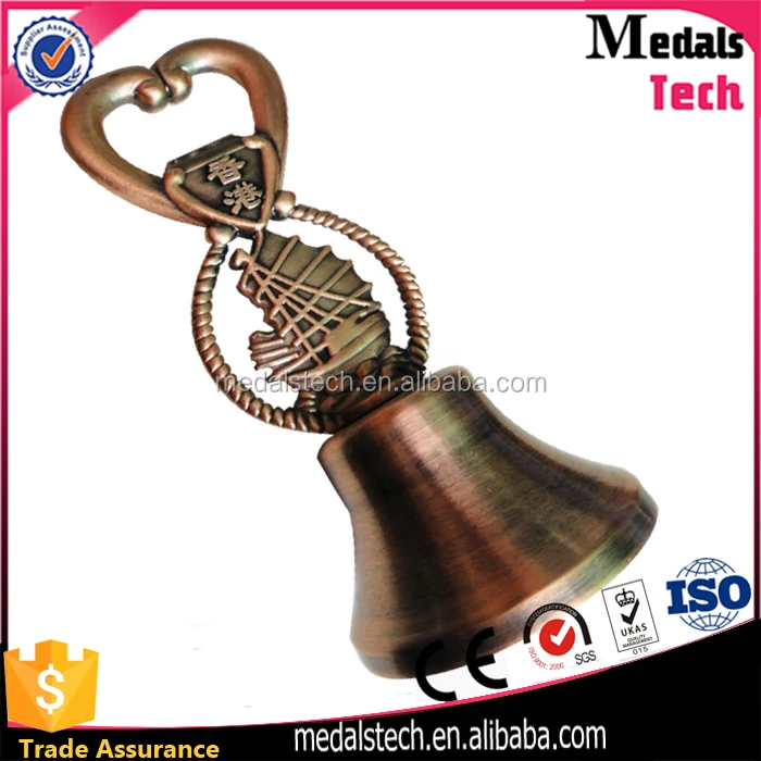 Custom 3D zinc alloy stand size smooth color filled logo metal wedding bell