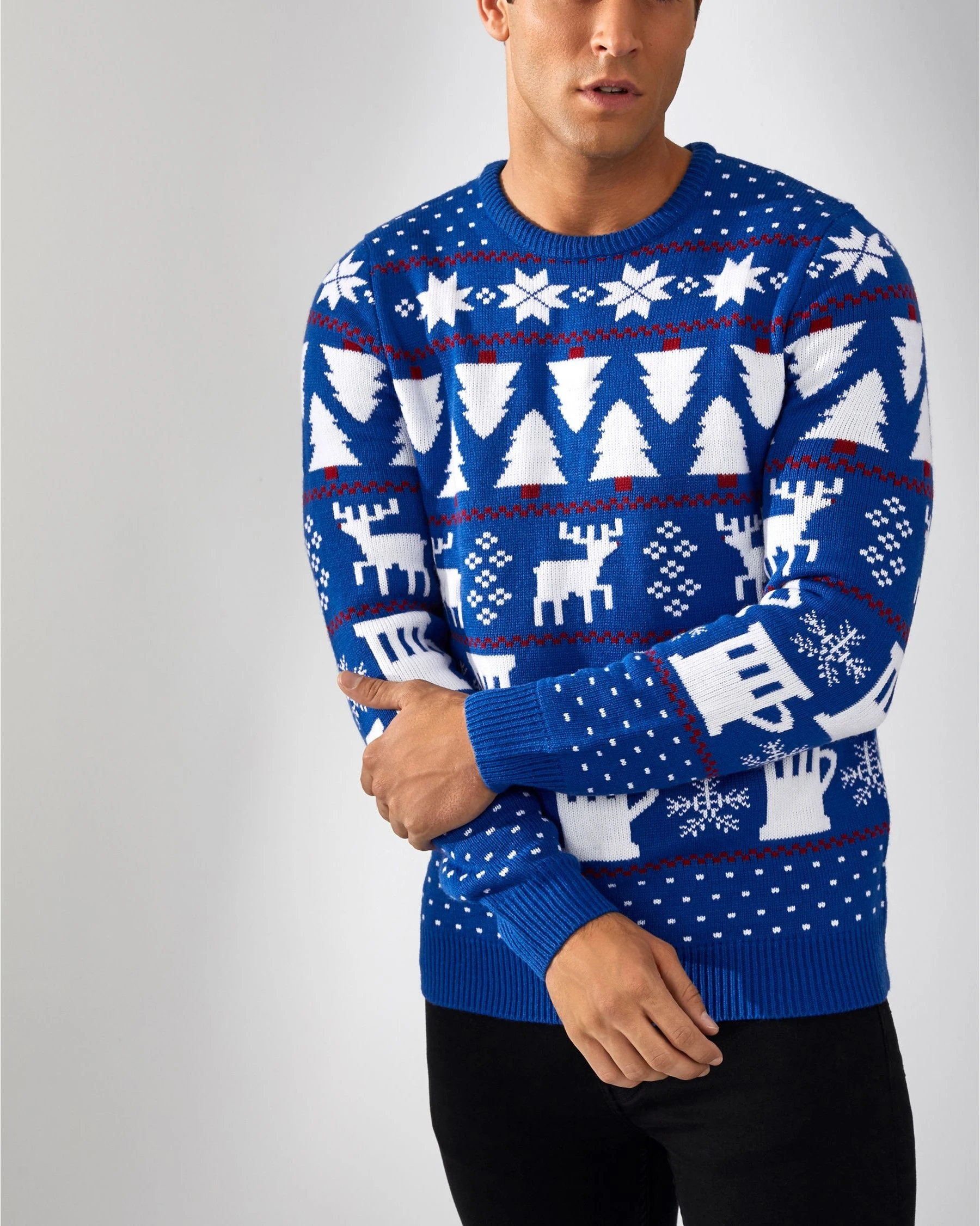 Wholesale Men Knitted Sweater Christmas Sweater Ugly Blue Buy Men Christmas Sweater Christmas
