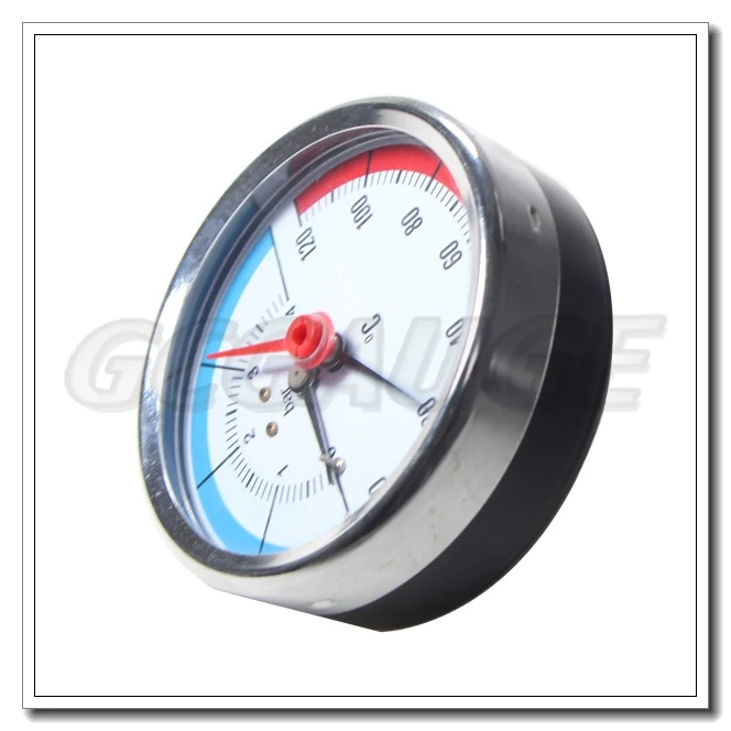 High Quality Black Steel Boiler Temperature Pressure Gauge With Back