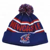 Quality cheap wholesale custom stripe jacquard winter navy bobble hat