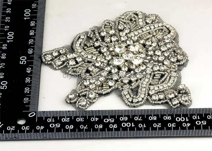 4 inches dia rhinestone crystal beaded patche