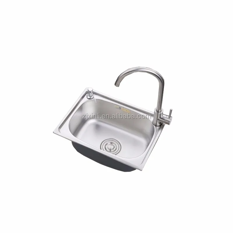 60*45cm Sus202 Stainless Steel Counter Top Single Bowl Kitchen Sink