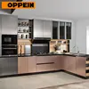 OPPEIN Kitchen and Bath Modern Design Metal Laminate Glossy Kitchen Cabinets