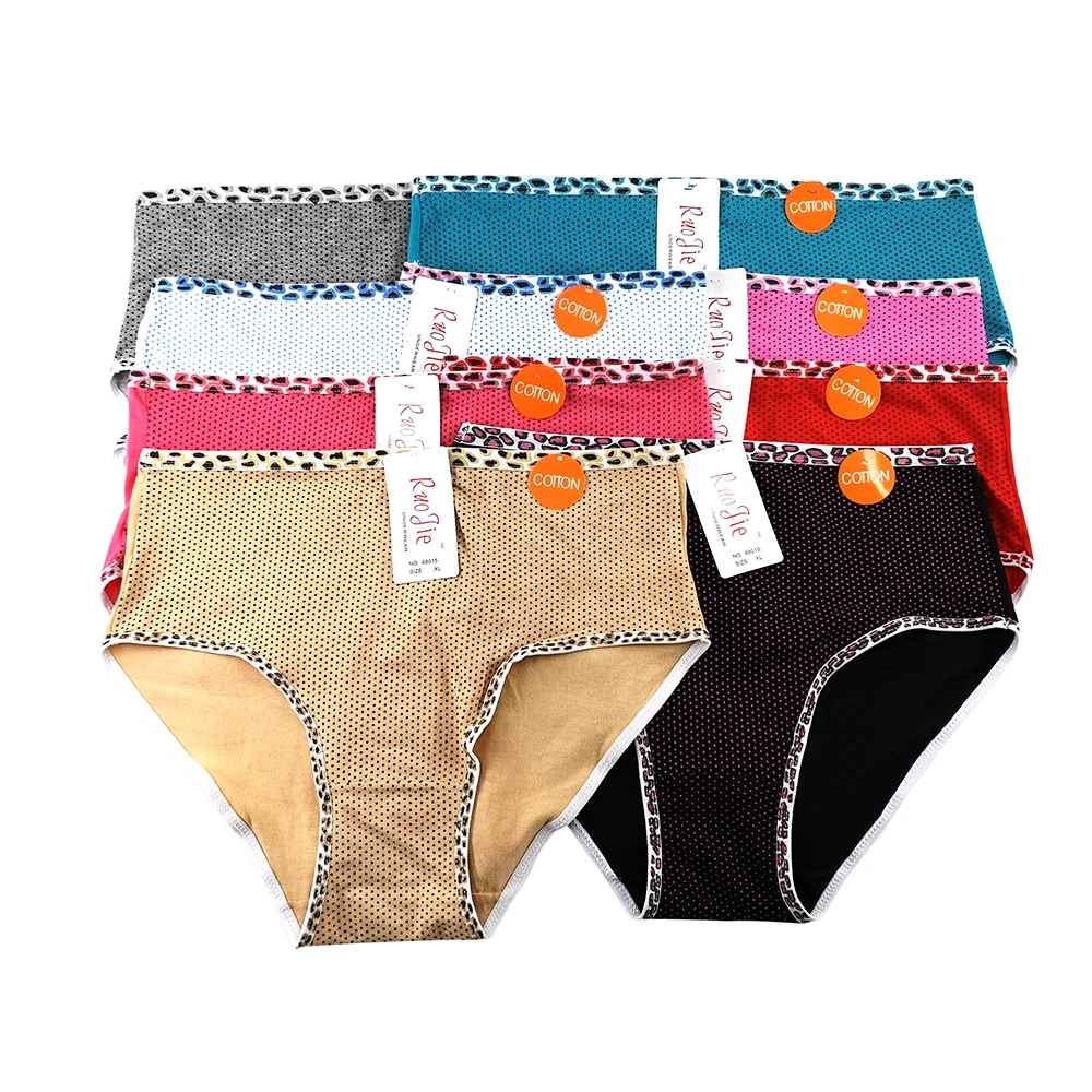 68015 Cotton Leopard Printed Women's Big Plus Size Underwear Lady's