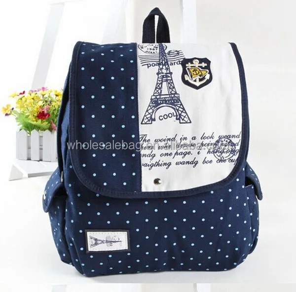 水玉模様の新鮮なスタイルファッションエッフェル塔印刷のキャンバスサッチェルバッグリュックサック学校の女の子の女性のバックパックの袋のためのナップサック Buy 学校のバックパック ナップザック リュックサック Product On Alibaba Com