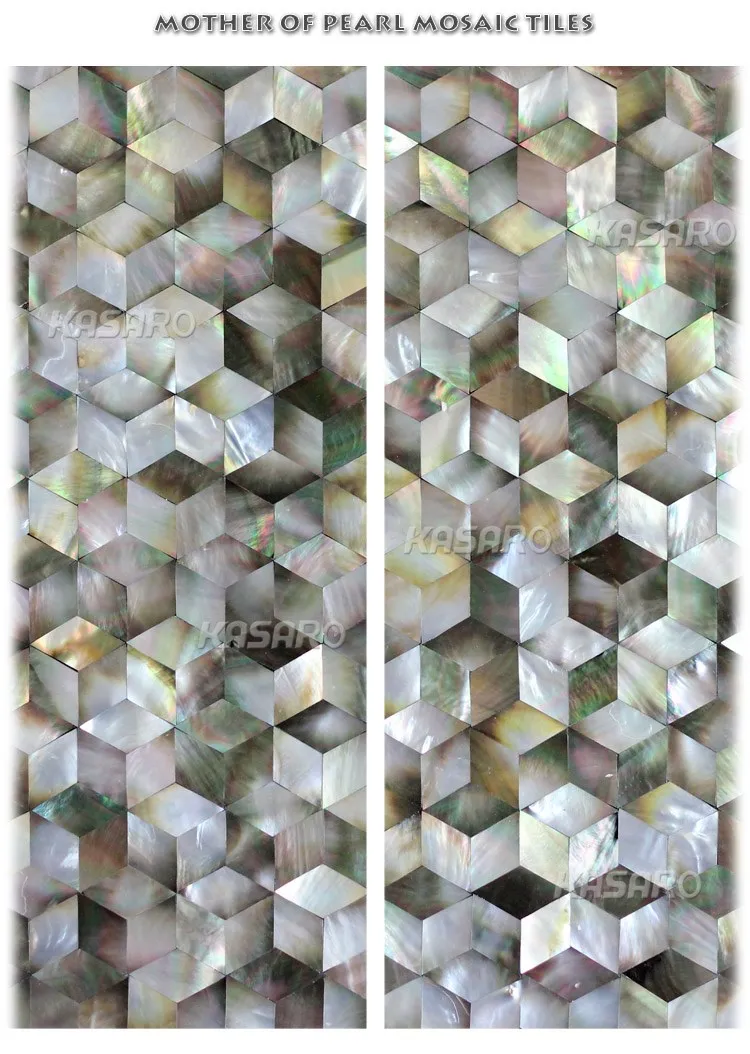 Rhombus mother of pearl shell panel mosaic