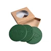 Factory supply leather pu coaster with debossed logo and gift box packing