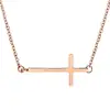 Sideways Cross Necklace 18k Gold Plated Stainless Steel Simple Small Cross Pendant from Offer Silver or Gold Color 18 Inches