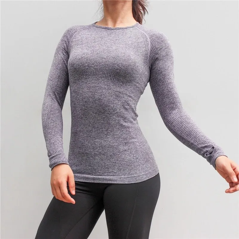 Women's Clothing Gym Sport Wear Tight Women's Long Sleeve T Shirt ...