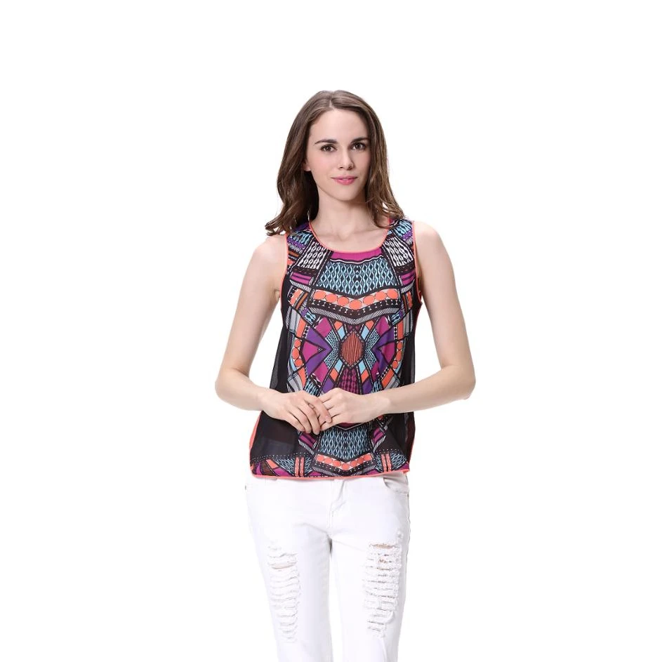 Custom sleeveless tank top printed Indian saree blouse designs