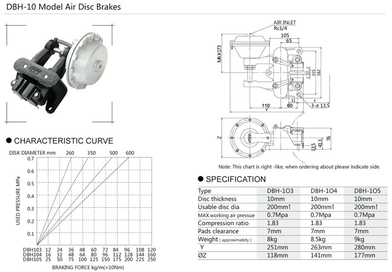 DBH model pneumatic clutch brake for industrial