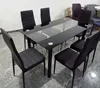 13191 Modern dining room Furniture Glass Kitchen Dining Dinette Top 6 Person Dining Table and Chairs Set