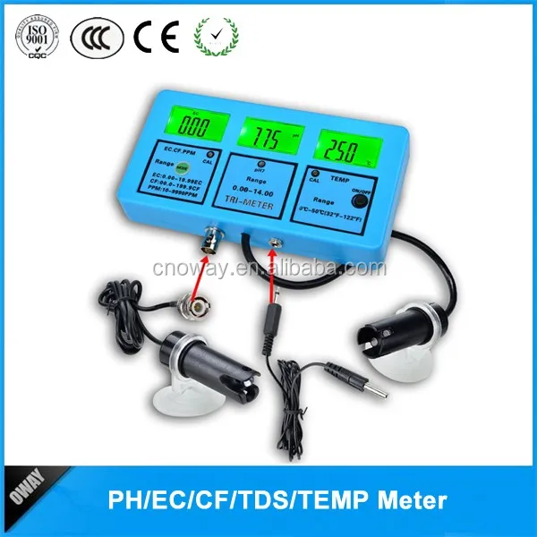 5 In 1 Digital Water Analyzer Ph Meter Temperature Ec Cf Tds Measuring