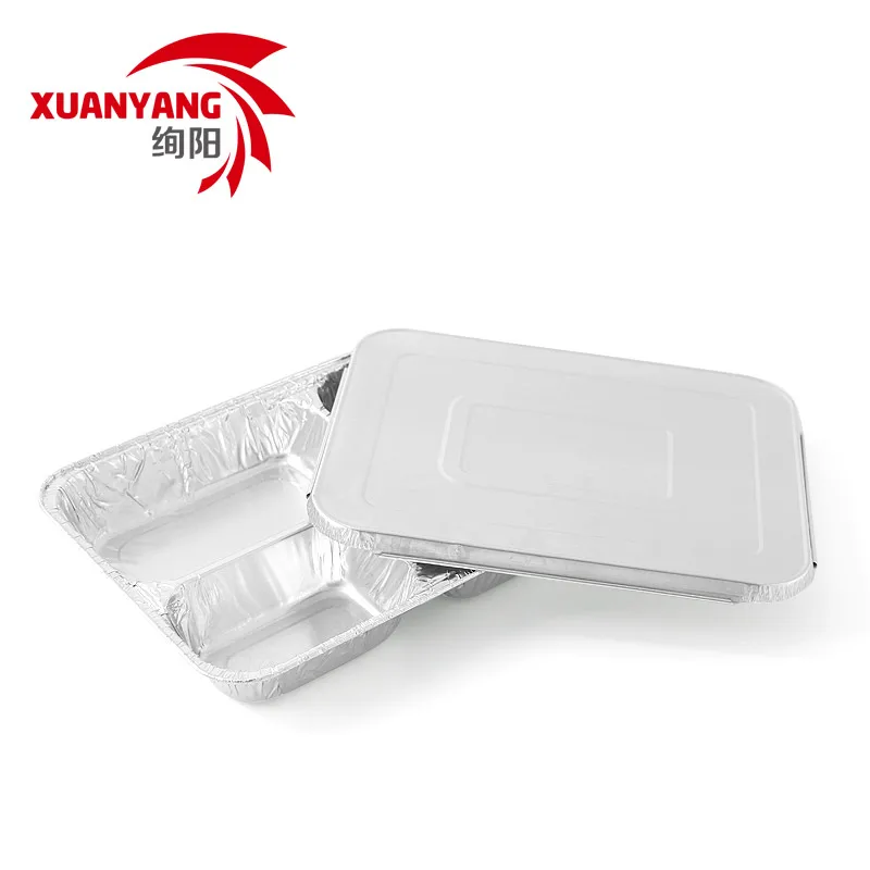 Disposable Microwave Aluminum Foil Meal Tray 4 Compartment Food