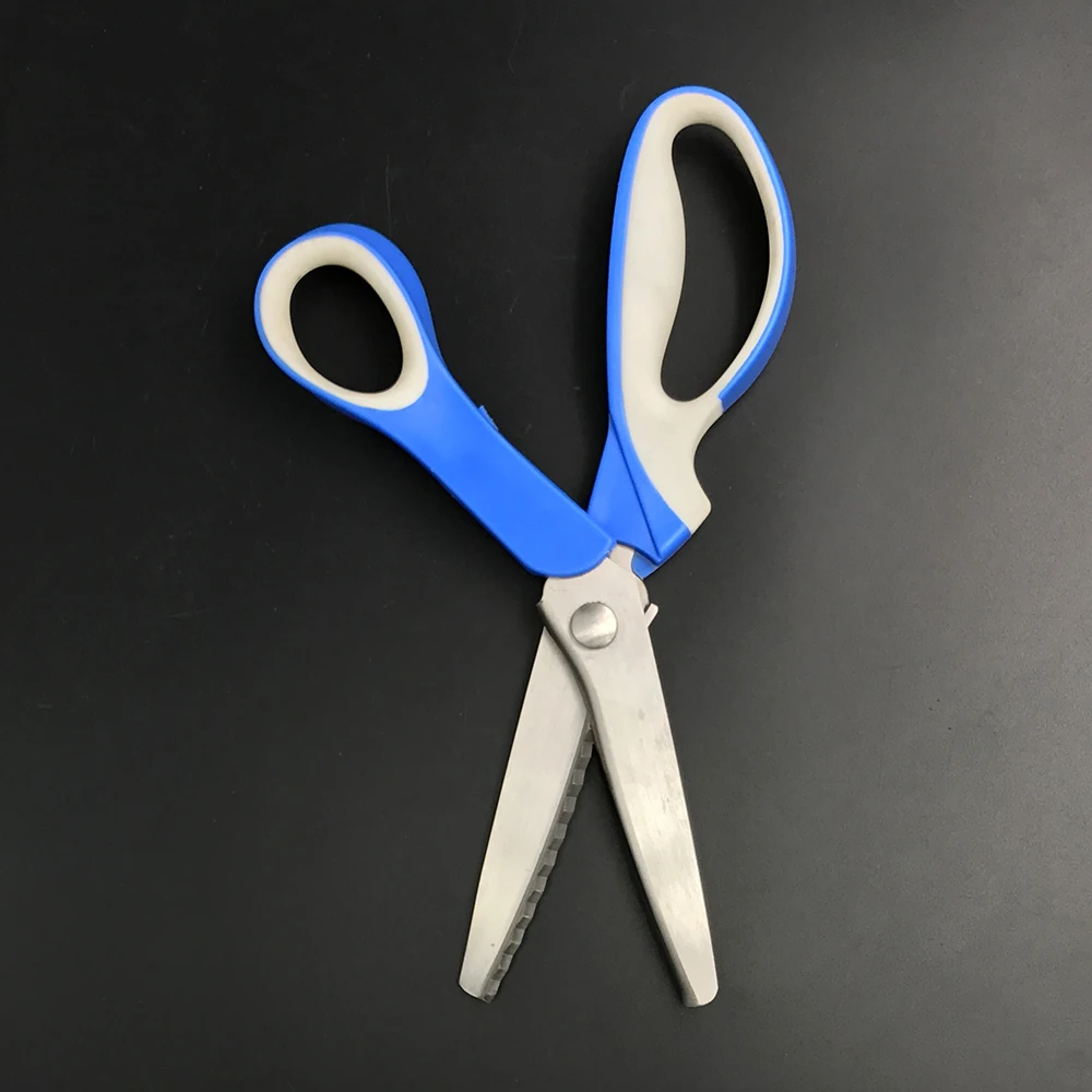 Metal Blades Plastic Rubber Left Handed Zigzag Scissors Sewing Pinking
