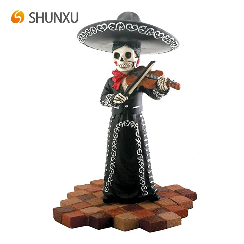 Custom Polyresin Skeleton Skull Rock Music Band Bassist/guitar/trumpet ...