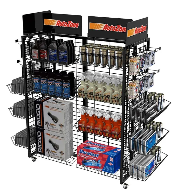 4 Way Metal Wire Basket Car Accessories Display Shelf Hanging Hook Cups