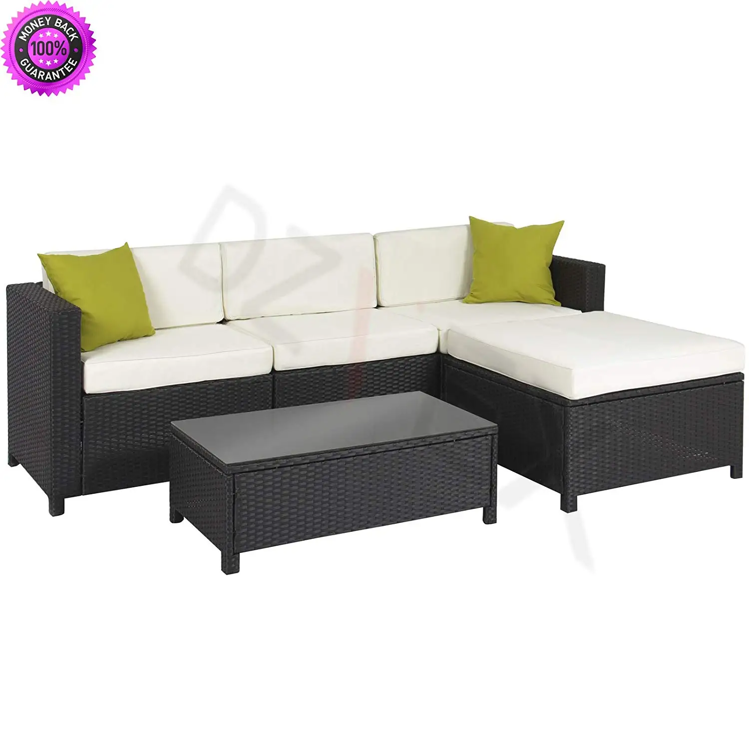 Buy DzVeX 5PC Rattan Wicker Aluminum Frame Sofa Set Cushioned Sectional ...