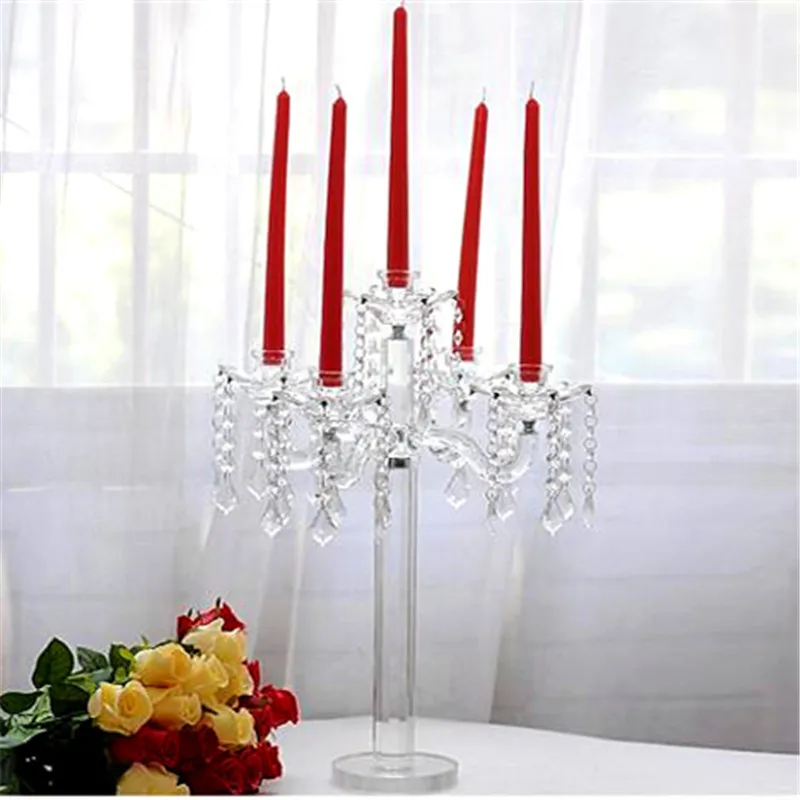 Venta al por mayor candelabros con cristales para centros de mesa