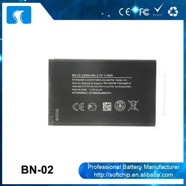 Cheap 3.7V 2000mAh mobile phone battery BN-02 for Nokia XL