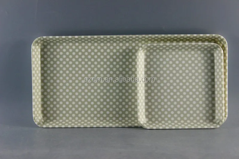 Anti-Slip Surface Melamine Rectangle Tray Set No Handle