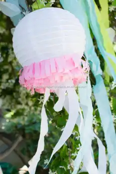 Yiwu New Diy White Jellyfish Lanterns Paper Lanterns Tassels Paper