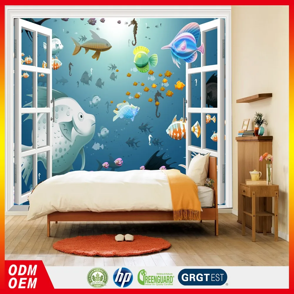 3d壁壁画水中魚壁紙壁画装飾キッズルーム Buy 水中魚の壁紙 3d 壁の壁画 壁紙の壁画装飾子供ルーム Product On Alibaba Com