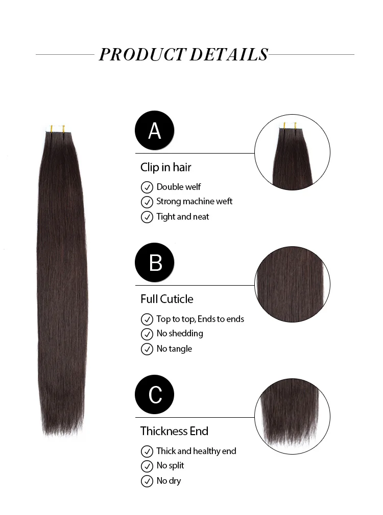 Best Quality Tape Hair Double Drawn Straight Blonde Virgin