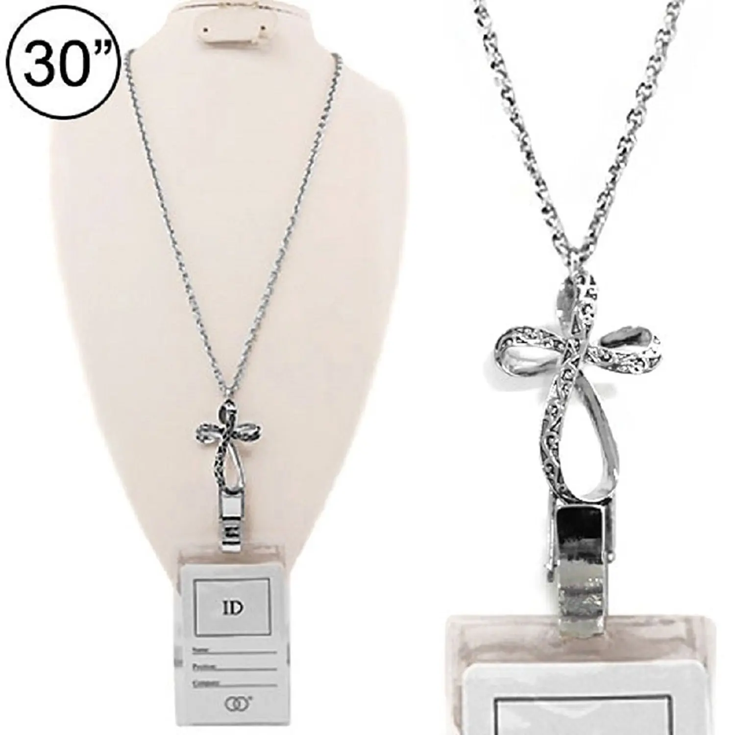 Buy antique silver scroll id card badge holder lanyard cut out necklace