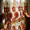 Hot Products Brown Embroidered Floral Pattern Silk Lace Curtains