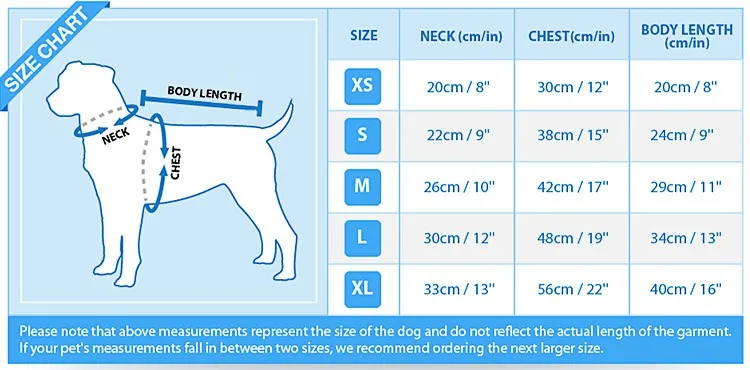 dog size chart